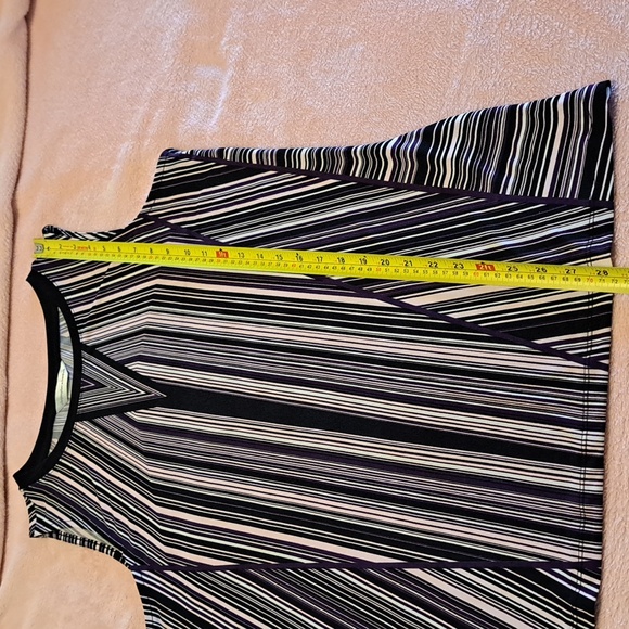 Christopher & Banks Purple, Black Lavenda and White Striped Blouse - Picture 3 of 5
